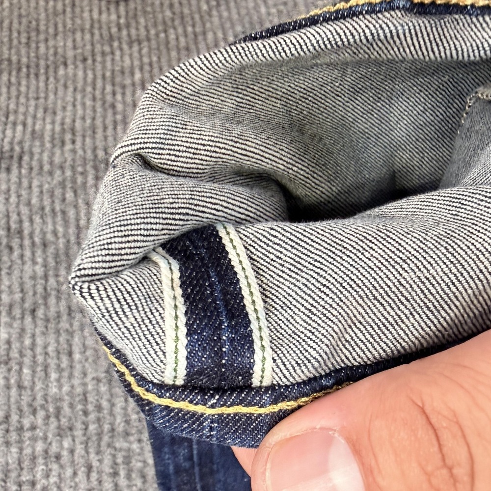 AE77 Classic‎ Selvedge Jeans Mens 27x30 Blue Medium Wash Straight Stretch Denim - Picture 4 of 16